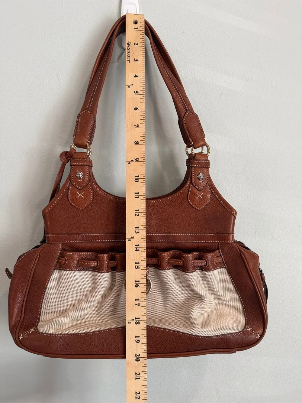 Brighton Brown & Cream Chain-Trim Shoulder Bag